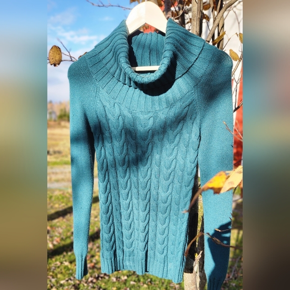 GAP cableknit sweater green sz S - Picture 2 of 5